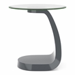 Bowery Hill Contemporary Glass Top End Table in Gray with Abstract Base