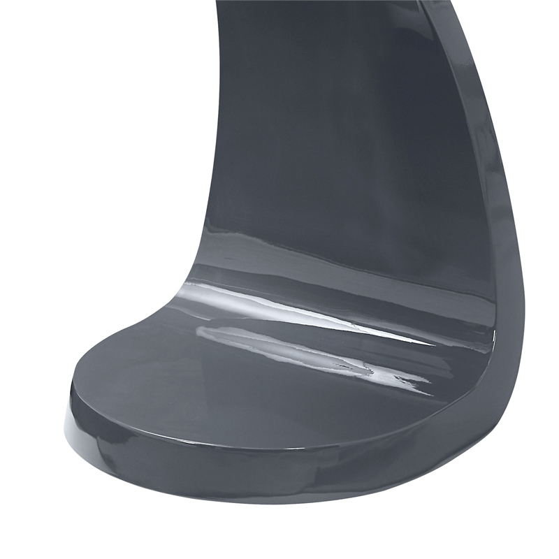 Bowery Hill Contemporary Glass Top End Table in Gray with Abstract Base