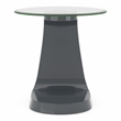 Bowery Hill Contemporary Glass Top End Table in Gray with Abstract Base