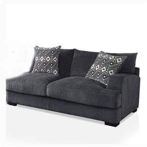 Bowery Hill Chenille Right Hand Facing Loveseat in Gray