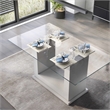 Bowery Hill Contemporary Tempered Glass Dining Table in White