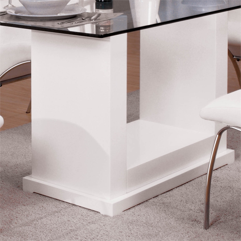 Bowery Hill Contemporary Tempered Glass Dining Table in White