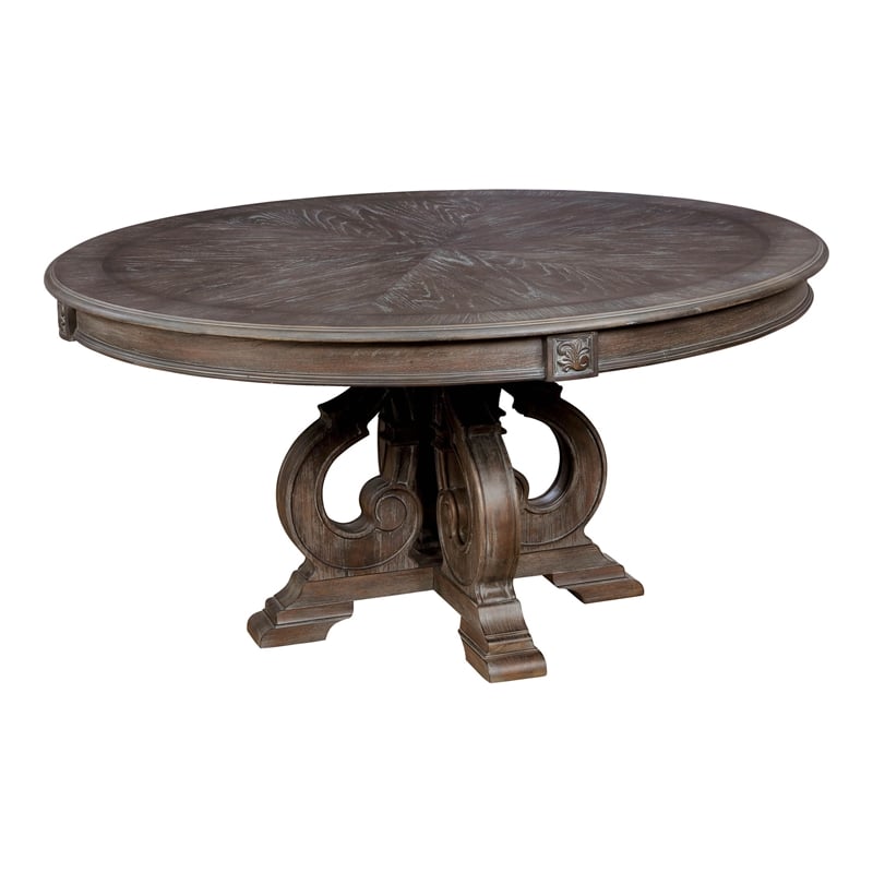 Bowery Hill Rustic Wood Round 7-Piece Dining Set in Natural Finish