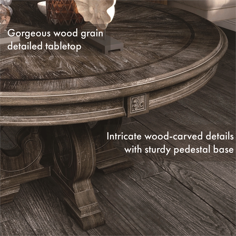 Bowery Hill Rustic Wood Round 7-Piece Dining Set in Natural Finish