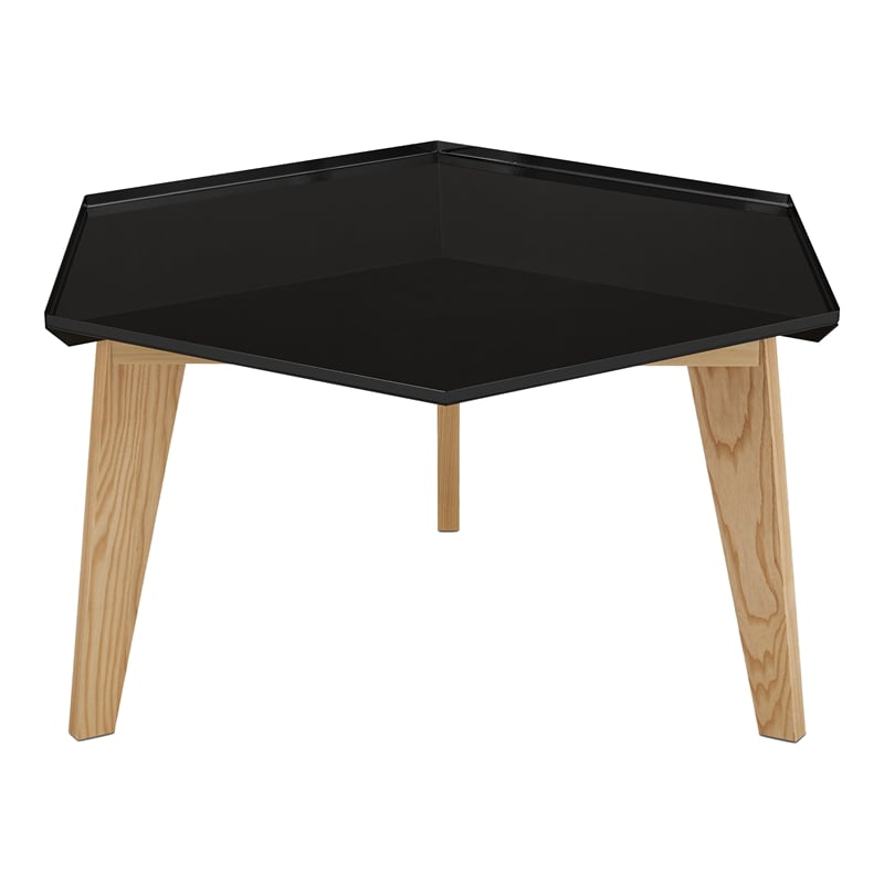 Bowery Hill Modern Geometric Metal Tray Coffee Table in Black Finish