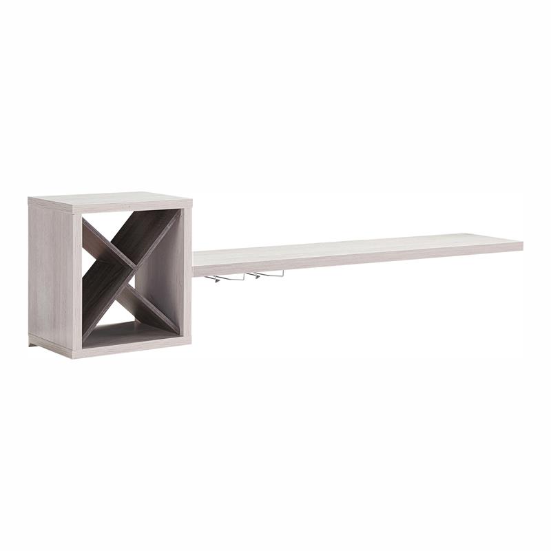 Bowery Hill Cottage Wood Floating Wine Bar in White Oak/Dark Gray