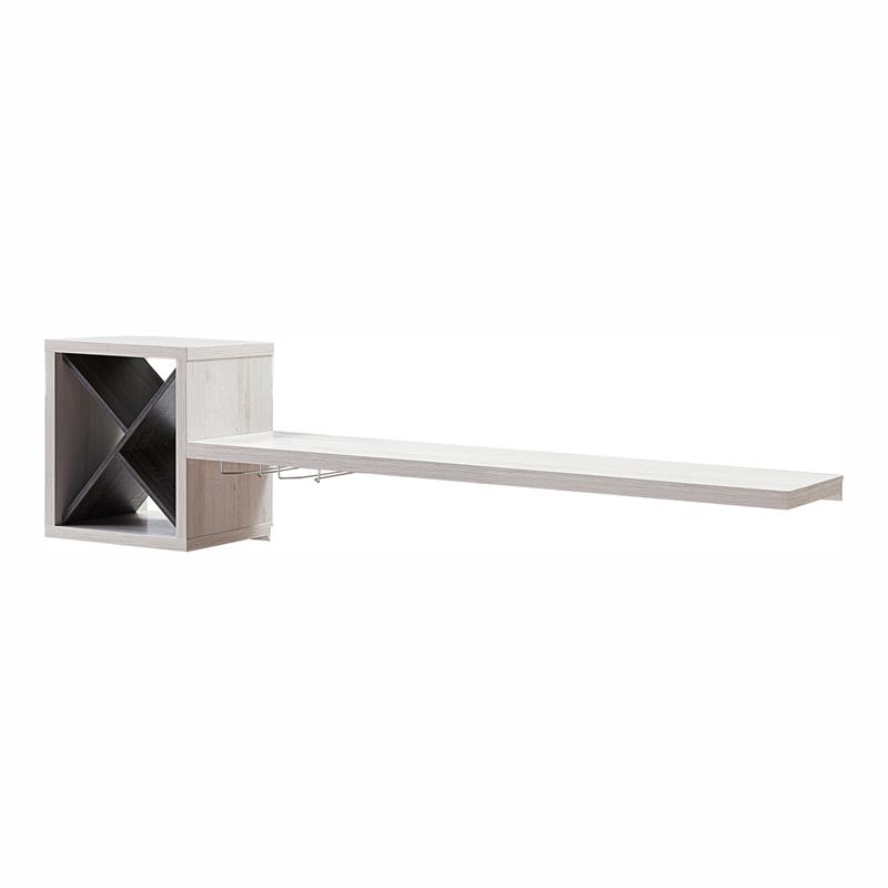 Bowery Hill Cottage Wood Floating Wine Bar in White Oak/Dark Gray