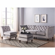 Bowery Hill Velvet Modular Sectional Sofa with Ottoman in Grey