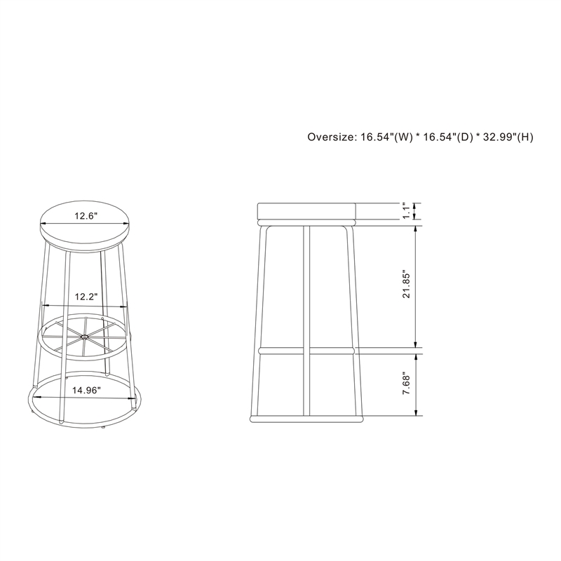 Bowery Hill Metal Bar Stool Set of 2 in Coastal White with Footrest