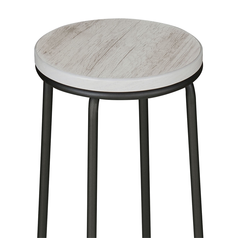 Bowery Hill Metal Bar Stool Set of 2 in Coastal White with Footrest