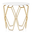Bowery Hill Contemporary End Table in White and Gold Metal Base