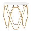 Bowery Hill Contemporary End Table in White and Gold Metal Base