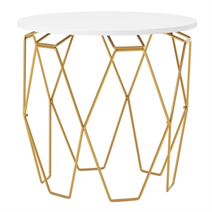 Bowery Hill Contemporary End Table in White and Gold Metal Base