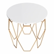 Bowery Hill Contemporary End Table in White and Gold Metal Base