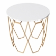 Bowery Hill Contemporary End Table in White and Gold Metal Base
