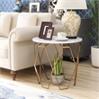 Bowery Hill Contemporary End Table in White and Gold Metal Base