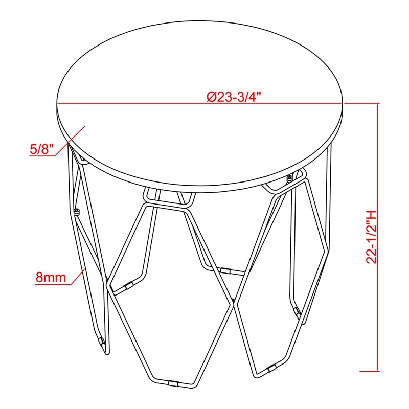 Bowery Hill Contemporary End Table in White and Gold Metal Base