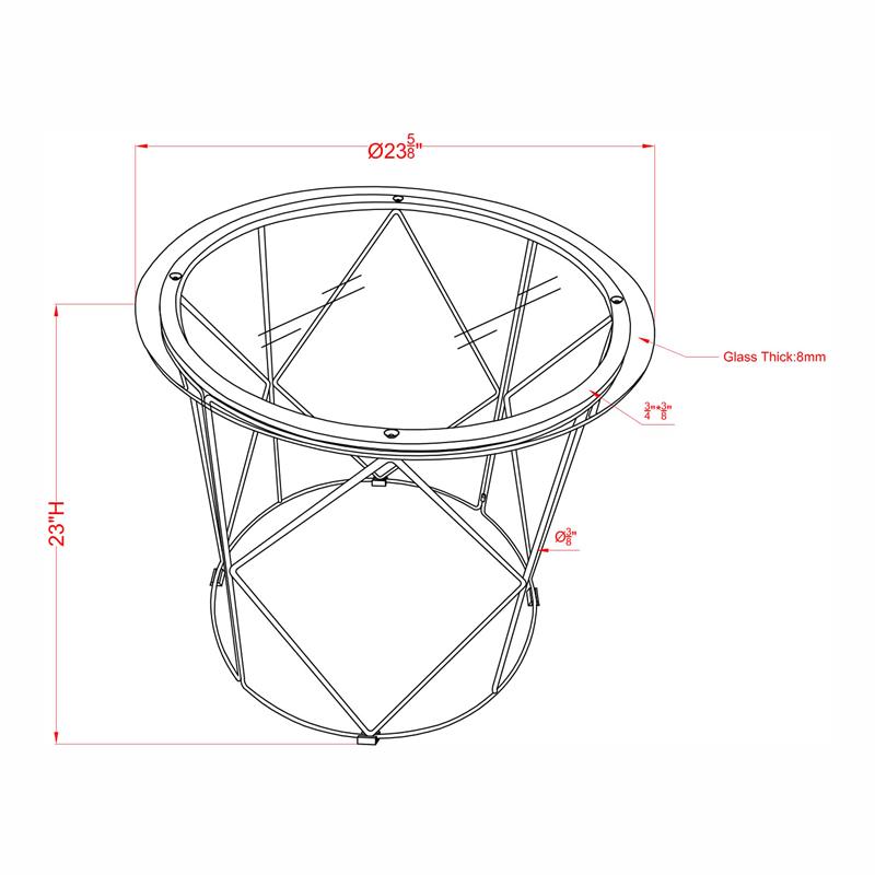 Bowery Hill Contemporary Round End Table with Glass Top in Chrome