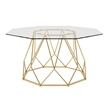 Bowery Hill Contemporary Glass Coffee Table with Gold Metal Base