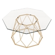 Bowery Hill Contemporary Glass Coffee Table with Gold Metal Base