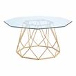 Bowery Hill Contemporary Glass Coffee Table with Gold Metal Base