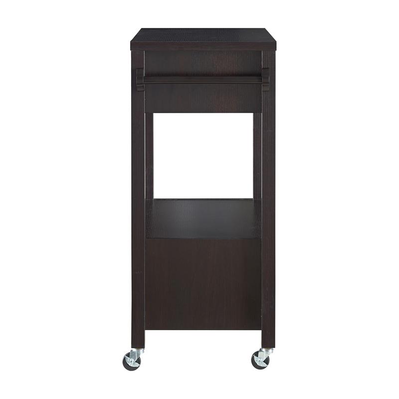 Bowery Hill Wood 2-Drawer Kitchen Cart in Cappuccino with Casters