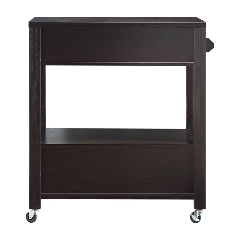 Bowery Hill Wood 2-Drawer Kitchen Cart in Cappuccino with Casters