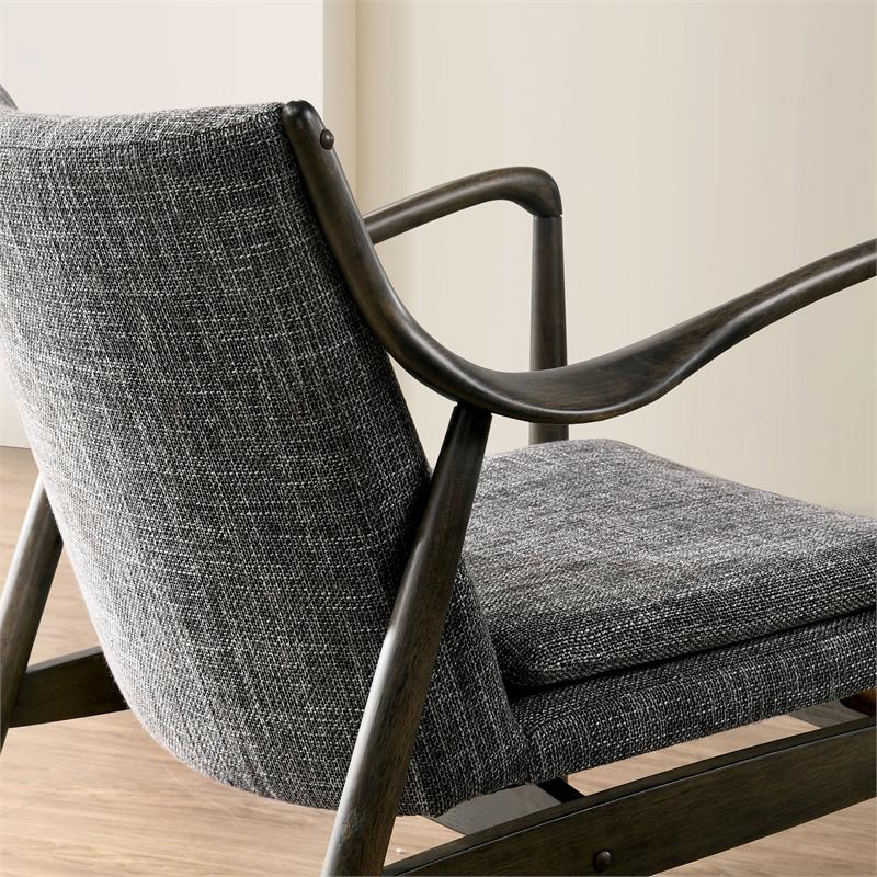 Bowery Hill Wood Cushioned Accent Chair in Grey