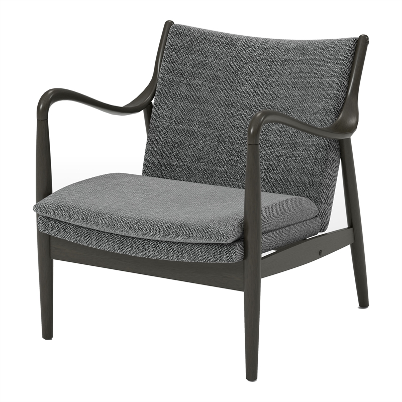 Bowery Hill Wood Cushioned Accent Chair in Grey