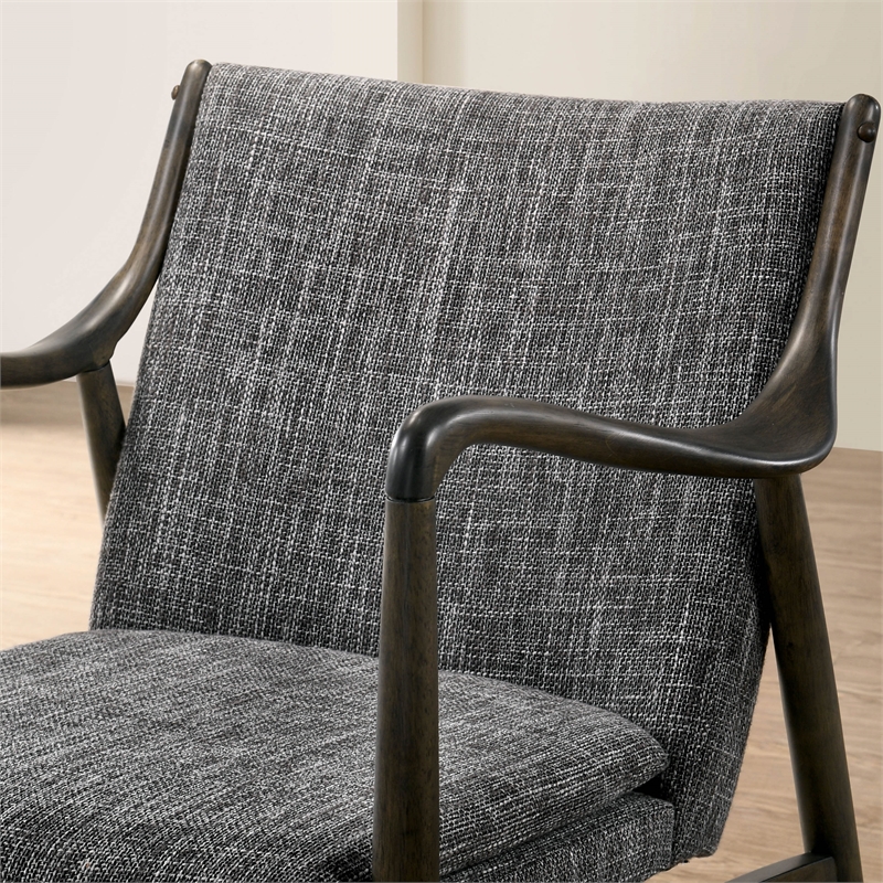 Bowery Hill Wood Cushioned Accent Chair in Grey