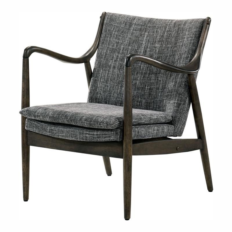 Bowery Hill Wood Cushioned Accent Chair in Grey