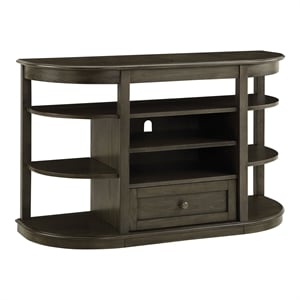 Bowery Hill Transitional Grey Wood Console Table with Multi-Storage