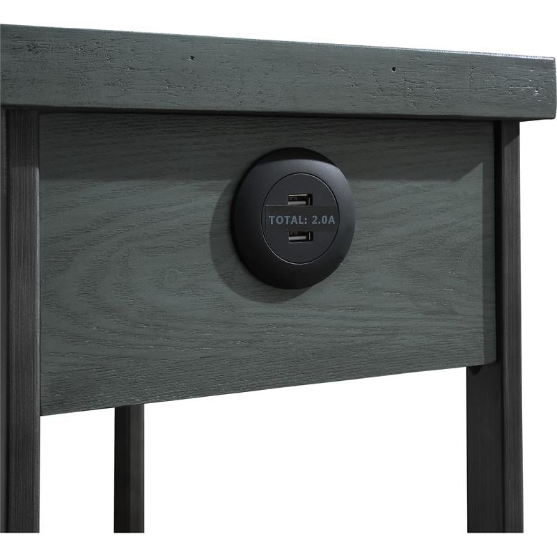 Bowery Hill Antique Green Wood Transitional Side Table with 1 Shelf