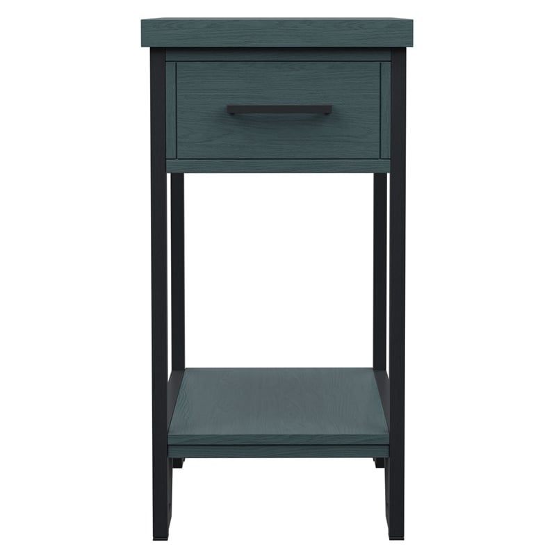 Bowery Hill Antique Green Wood Transitional Side Table with 1 Shelf