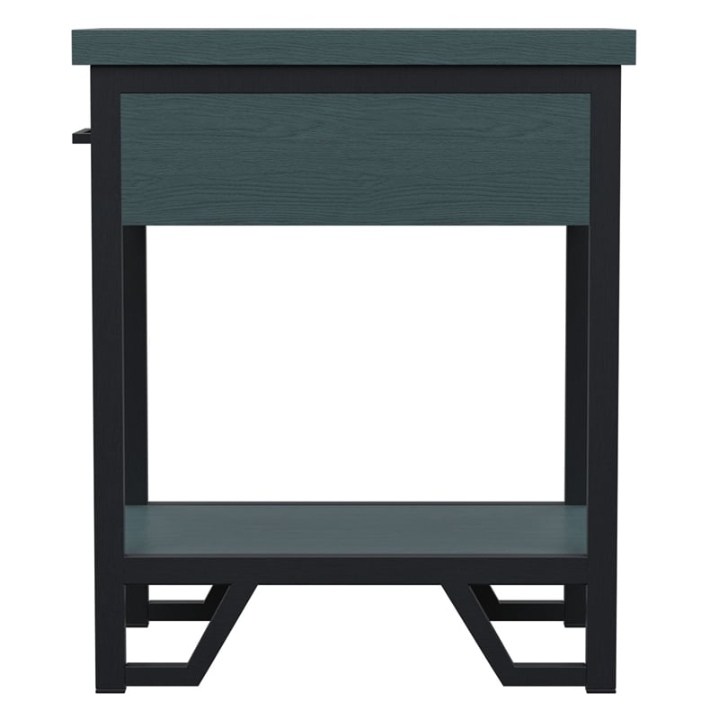 Bowery Hill Antique Green Wood Transitional Side Table with 1 Shelf