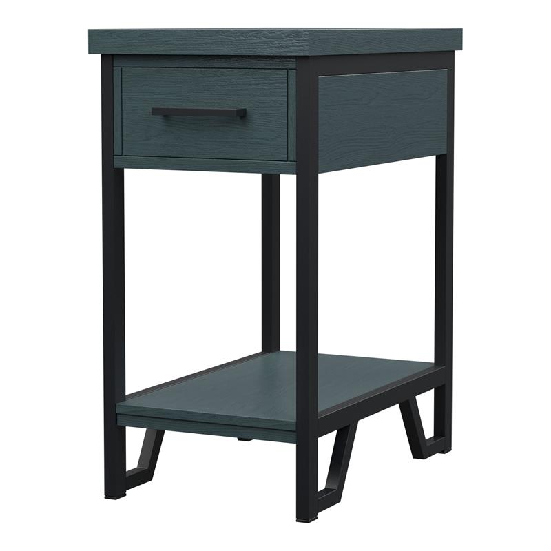 Bowery Hill Antique Green Wood Transitional Side Table with 1 Shelf