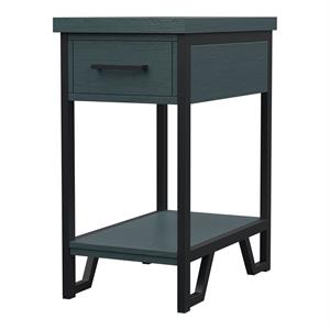 Bowery Hill Antique Green Wood Transitional Side Table with 1 Shelf
