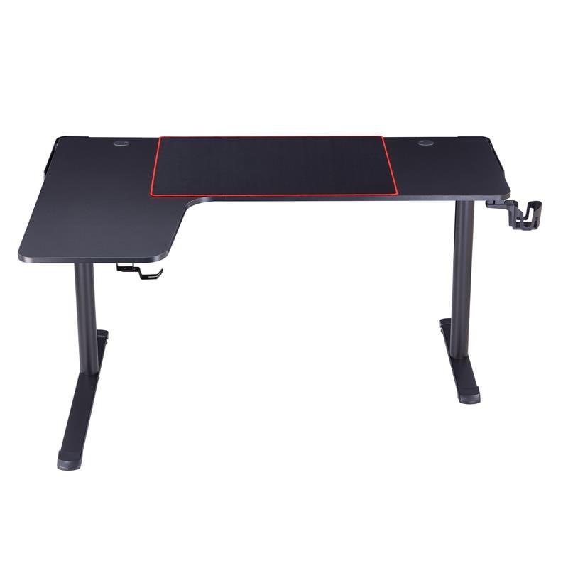 Bowery Hill Modern Metal Gaming Desk with Outlets in Black
