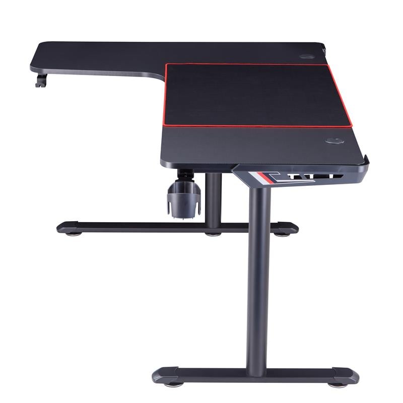 Bowery Hill Modern Metal Gaming Desk with Outlets in Black