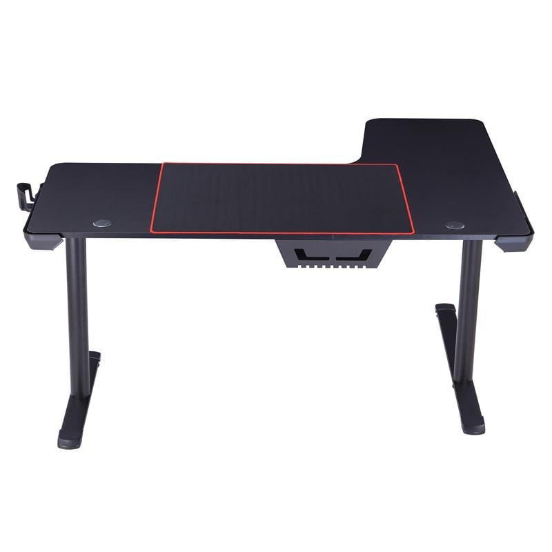 Bowery Hill Modern Metal Gaming Desk with Outlets in Black