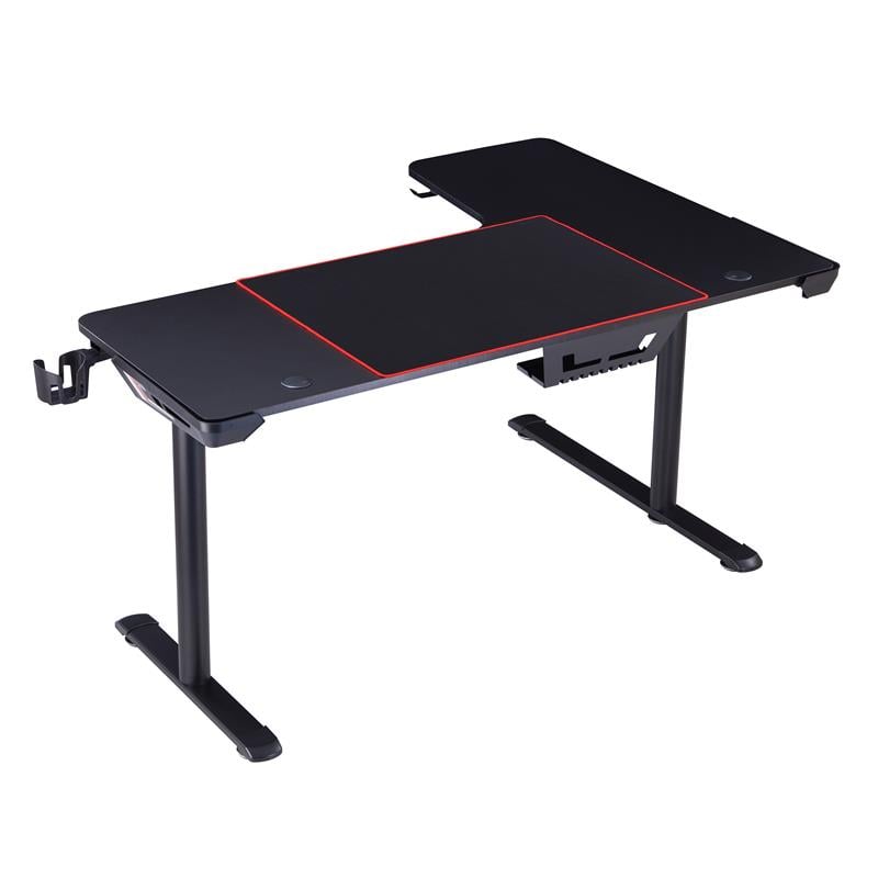 Bowery Hill Modern Metal Gaming Desk with Outlets in Black