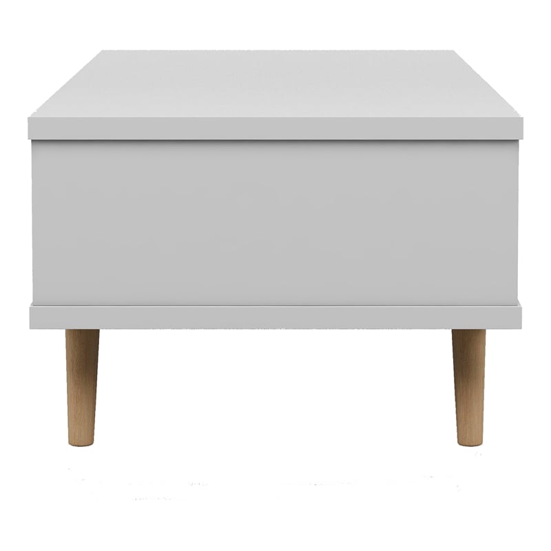 Bowery Hill Wood Coffee Table with Drawer in White and Dark Gray