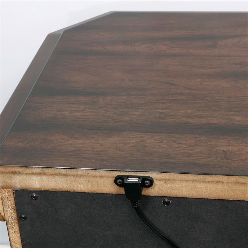 Bowery Hill Traditional 2-Drawer Wood Nightstand with USB Port in Espresso