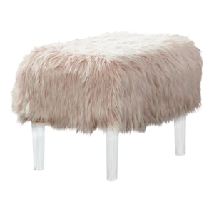 Bowery Hill Contemporary Pink Fabric Upholstered Ottoman with Acrylic Legs
