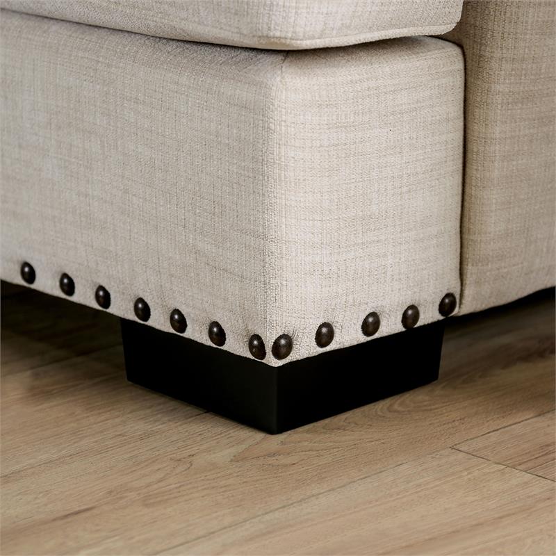 Bowery Hill Chenille Loveseat with Nailhead Trim in Ivory