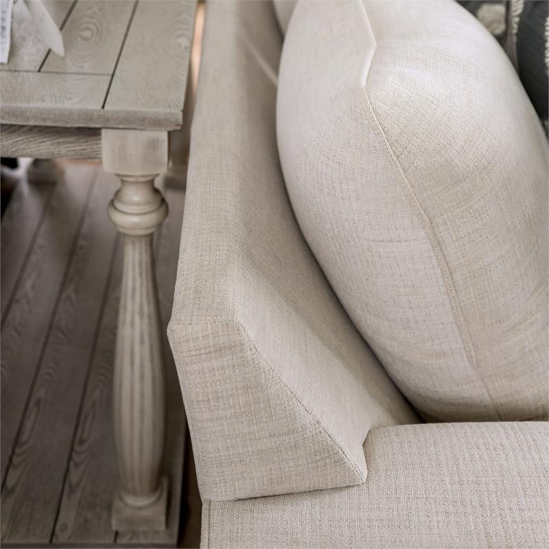 Bowery Hill Chenille Loveseat with Nailhead Trim in Ivory