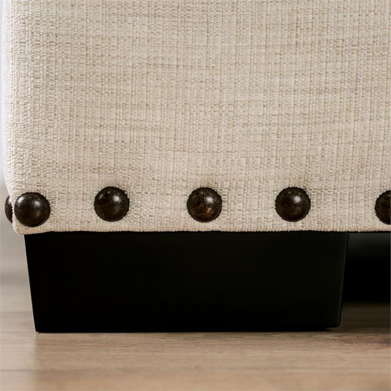 Bowery Hill Chenille Loveseat with Nailhead Trim in Ivory