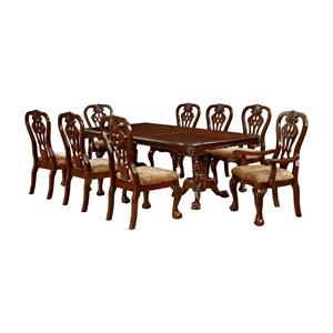 Bowery Hill Traditional Wood 9-Piece Dining Set in Brown Cherry