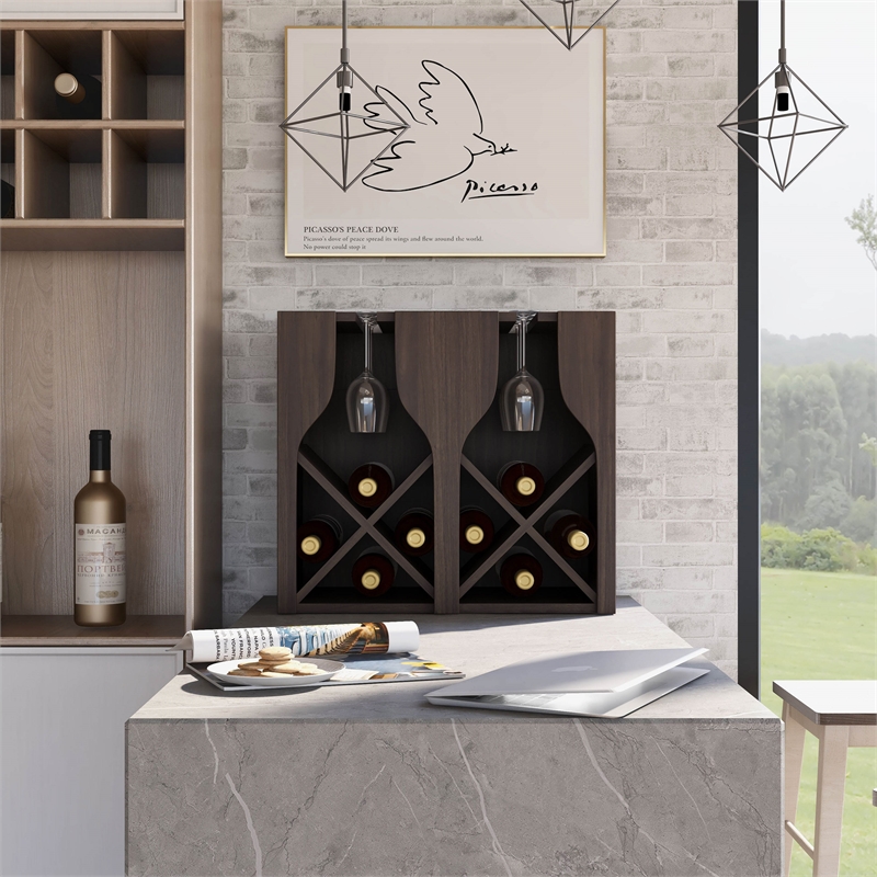 Bowery Hill 8-Bottle Wall-Mounted Wine Rack in Wenge