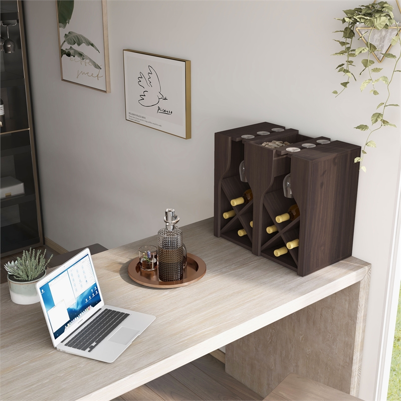Bowery Hill 8-Bottle Wall-Mounted Wine Rack in Wenge